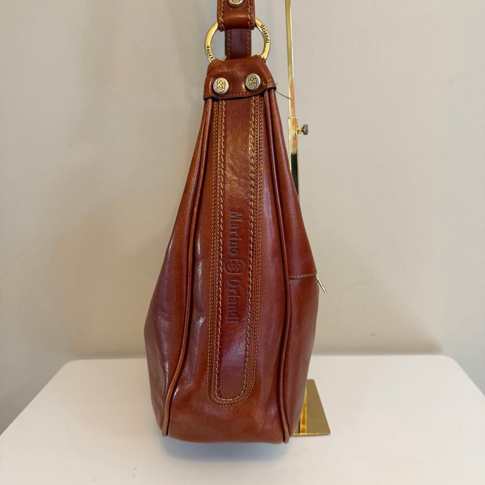 Marino Orlandi Leather Hobo Shoulder Bag Large Brown Italian Designer Luxury - Picture 14 of 16